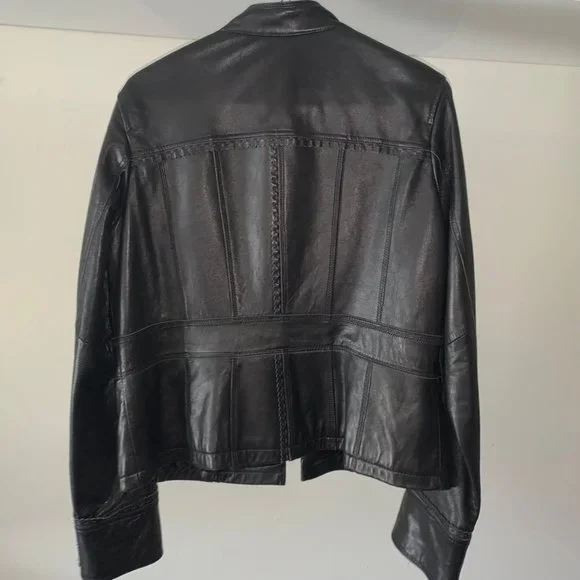 NEW NWOT Style & Co Frilly Leather Jacket Scalloped - Picture 4 of 5
